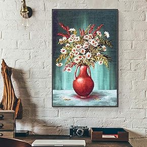 Floating Framed Canvas Wall Art for Living Room, Bedroom Vintage Vase Canvas Prints for Home Decoration Ready to Hang - 16x24 inches