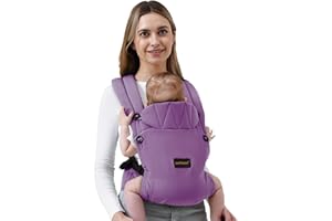 BethBear Baby Carrier Newborn to Toddler, 7-45 lbs with Natural Material, Ergonomic Design,Versatile and Adjustable,Hands Free for Moms&Dads,Purple