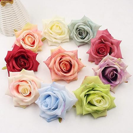 Y2y3zfal 4pcs 10cm Testa Di Fiore Di Rosa Artificiale Fai Da
