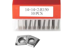 DIRTECH 14mm Square Carbide Inserts Cutters Knives Blades with Radius 14×14×2.0mm-R150-30°for Woodworking Spiral/Helical Planer Cutter Head or Lathe Turning 10pcs