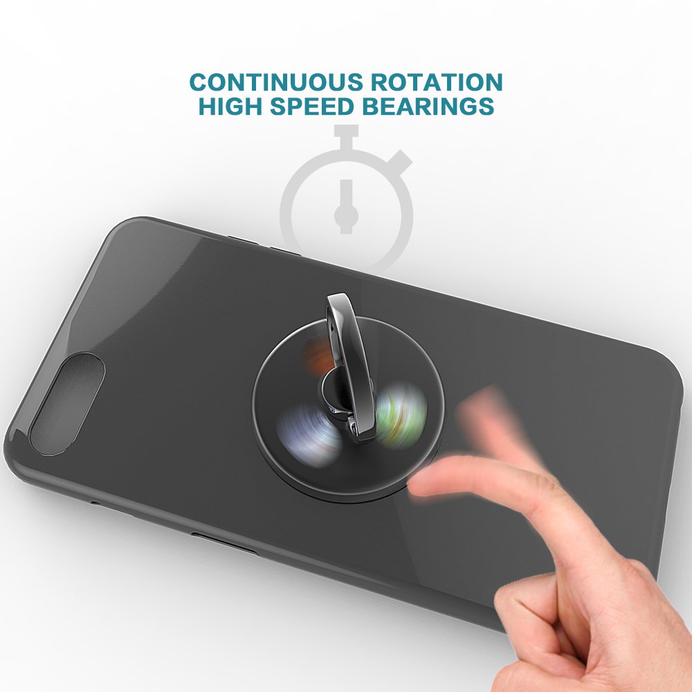 Spinner Ring Stands Gip with Hand Fidget Spinner Knob Portion Function for Smart Cellphone Mount (Dark Grey)