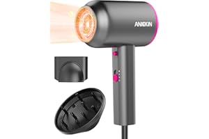 ANIEKIN Hair Dryer with Diffuser, 1875W Ionic Blow Dryer, Professional Portable Hair Dryers & Accessories for Women Curly Hair, Grey