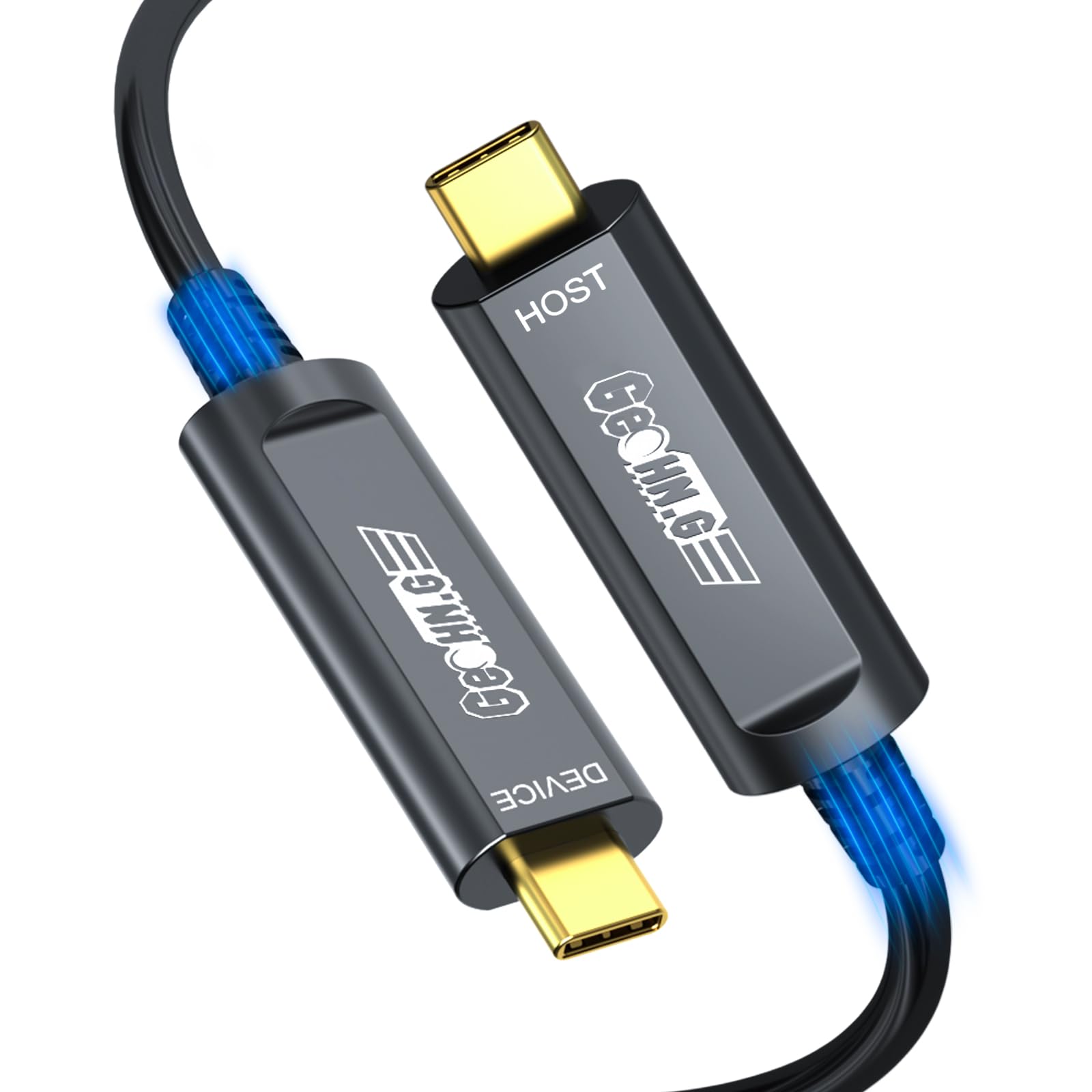 GeoHN.G USB C Fiber Optic Cable 10M, 10Gbps Active Optical USB 3.2 Gen2 Cable with German SiliconLine Chip, Long Distance for Machine Vision, Logitech 4K Camera, VR/AR, Video Conference — image 1