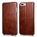 iPhone 8 Plus Case, iPhone 7 Plus Case, Benuo [Vintage Classic Series] Genuine Leather Handmade Folio Flip Leather Case, Ultra Slim, Magnetic Closure with Stand for Apple iPhone 8 Plus/7 Plus (Brown)