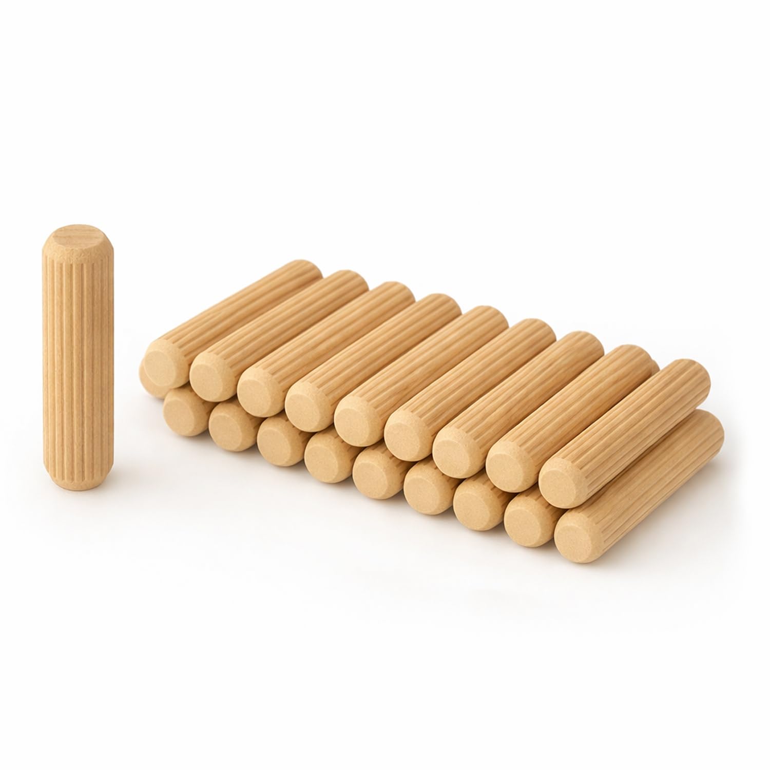 200PCS Kiln-Dried Hardwood Wooden Dowel Pins – Precision Fluted & Beveled Design (8mm x 30mm) for Strong & Secure Joints in Furniture, Cabinetry, Crafting, Carpentry, and DIY Woodworking Projects