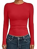AUTOMET Womens Long Sleeve T-Shirts Trendy Basic