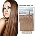 Fabwigs Tape In Human Hair Extensions - 16 18 20 22 24 Inch 20pcs 30g-70g Set - Silky Straight Skin Weft Human Remy Hair (16 Inch #16 Beige Blonde)