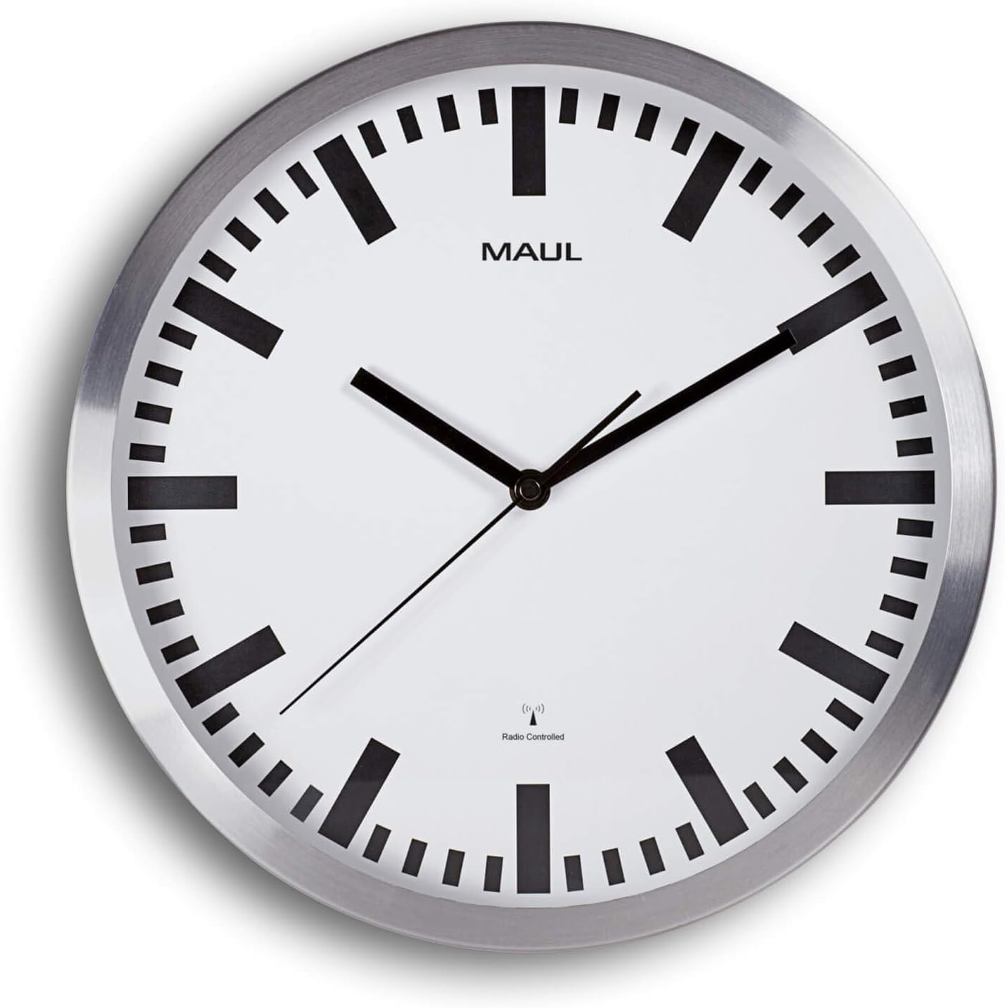 MAUL 9063308 Radio Controlled Pilot / Wall Clock, Diameter: 300 mm, Silver