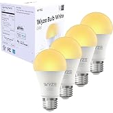Wyze Lifestyle 800LM A19 Tunable Smart Light Bulb White, 4-Pack | 800LM Tunable White 2.4GHz WIFI Smart Bulb ALEXA &amp; GOOGLE Smart No Hub Required Plug