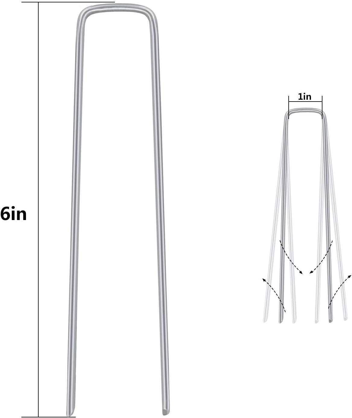 6'' 11 Gauge 100 Pack Heavy Duty U-Shaped Securing Stakes Pins Spikes - Sod Fence Staples for Anchoring Weed Barrier and Landscape Fabric, Netting, Irrigation Hoses, Ground Mat, More Applications : Home Audio & Theater