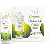 Real Coco Organic Pure Coconut Water (6-Pack 1L), USDA Organic, No Added Sugar, Plant Based, Packed with Electrolytes, Vegan