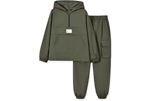 fioukiay Boys Half-Zipper Athletic Sweatsuits Jogger Set 2-Piece Long Sleeve Hoodie And Pants Outfit Fall Winter 8-12 Years