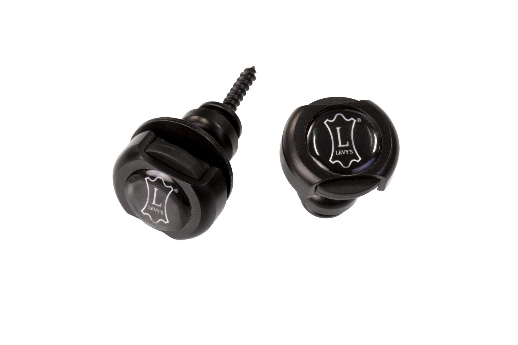 Levy's Leathers Guitar Strap Lock Set with Unique Side Pinch Release; Black Finish (LEVYSLKSTPBTNMB)