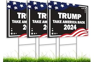 ULVEOL Pack of 3 Trump 2024 Yard Sign - 12x16 Coroplast Donald Trump 2024 Yard Sign Double Sided - President Trump Take America Back - Biden Yard Sign for Republicans - Political Campaign Yard Sign