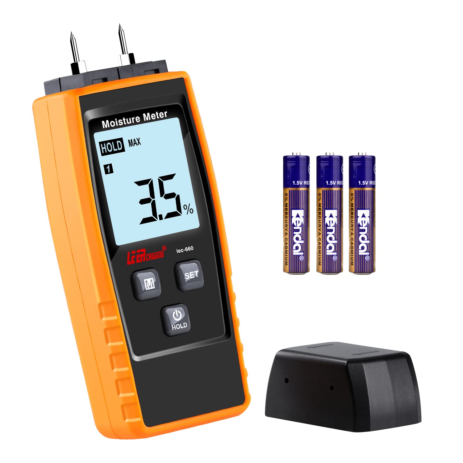 Digital Moisture Meter, 8 in 1 Pin Wood Moisture Meter, Wood Moisture Meter for Firewood/Wood/Drywall/Wood/Brick/Plaster/Floor/Paper - Water Leak Sensor Detector & Moisture Tester Yellow