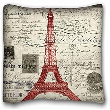 Amazon Com Vintage Red Paris Eiffel Tower Art Throw Pillow Case