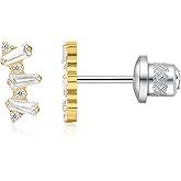 Limerencia Screw Back Earrings Hypoallergenic G23 Implant Grade Titanium Earrings Tragus 20G Helix Cubic Zirconia Studs F136 Titanium Piercing Post for Women Sensitive Ears