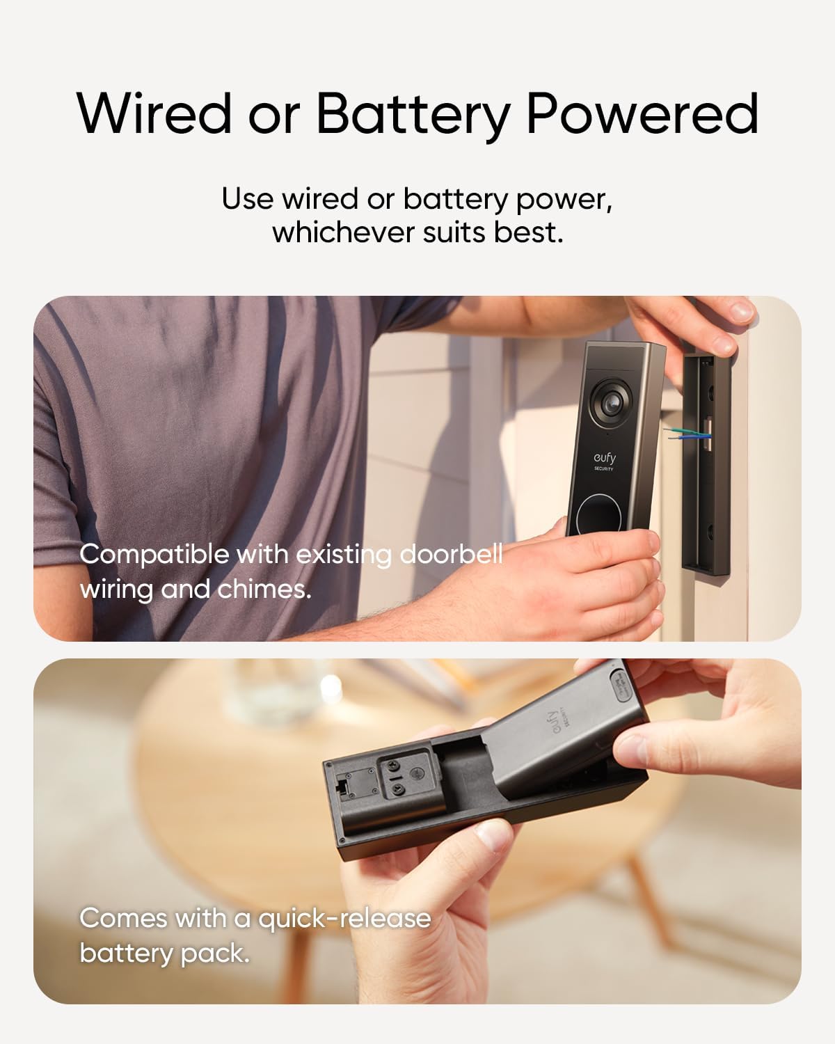 eufy Security Video Doorbell E340 Dual Cameras with Delivery Guard 2K Full HD Wireless Video Doorbell Camera, Wired or Battery Powered,Colour Night Vision,6500 mAh Rechargeable Battery,No Monthly Fee