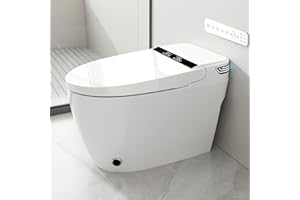 Liyarya Smart Bidet Toilet, Modern Toilet with Built-in Bidet Seat, Auto Open/Close, Tankless Toilet with Foot Sensor Operation, Auto Flush, Remote Control