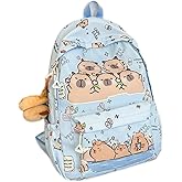 BlingKicks Capybara Fashionable Print Large Capacity Backpack with Pins and Accessories For Adults Ita Bag (Blue)