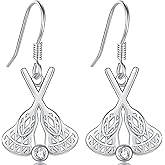 Baseball/Hockey/Tennis/Lacrosse Stick/Guitar/Microphone/Violin Earrings 925 Sterling Silver Sport and Music Earrings Dangle Hypoallergenic Cool Jewelry Gifts for Women Girls Sensitive Ears