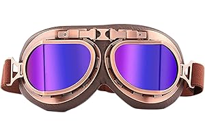 evomosa Vintage Motorcycle Goggles Windproof Anti Fog & Impact UV Protection Aviator Pilot Motocross Goggles for Men,Women
