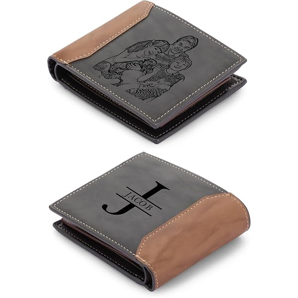 ROSI Personalized Photo Wallet For Men - Custom Engraved Leather Bifold With Name & Picture, Gift For Dad, Boyfriend, Husband