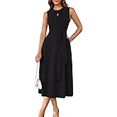 GRACE KARIN Women 2026 Work Dress Sleeveless Tie Waist Elegant Party Cocktail A Line Flowy Midi Dresses with Pockets