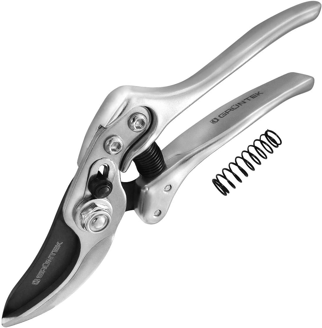 GRÜNTEK SILVERCUT Professional Bypass Secateurs Pruning Garden Shear 230mm, Blade Japanese SK5 Steel 65 mm, Gardening Hand Pruner with Extra Reserve Spring