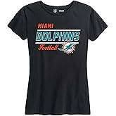 Team Fan Apparel NFL Gameday Women's Relaxed Fit T-Shirt - Rib Neck Contour - Tagless Short Sleeve Tee - Stay Cool & Stylish (Miami Dolphins - Black, X-Large)