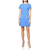 Tommy Hilfiger Womens Short Sleeve High Neck Contrast Trim Sheath Mini Dress