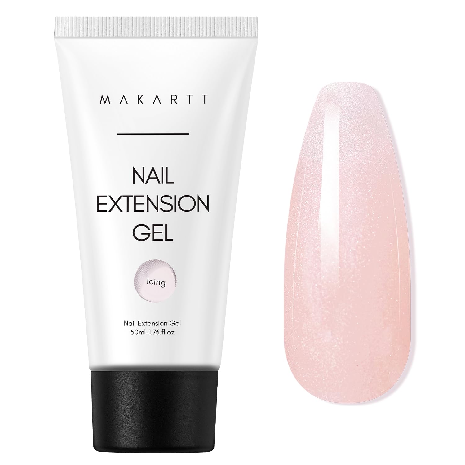 Makartt Poly Nail Gel - Long Lasting 3D Gel for Nail Art, Quick Nail Builder Extension Gel 50ML, Natural Look White Pink Clear Rosy for Technician Starter DIY Salon for Woman Design (Icing)