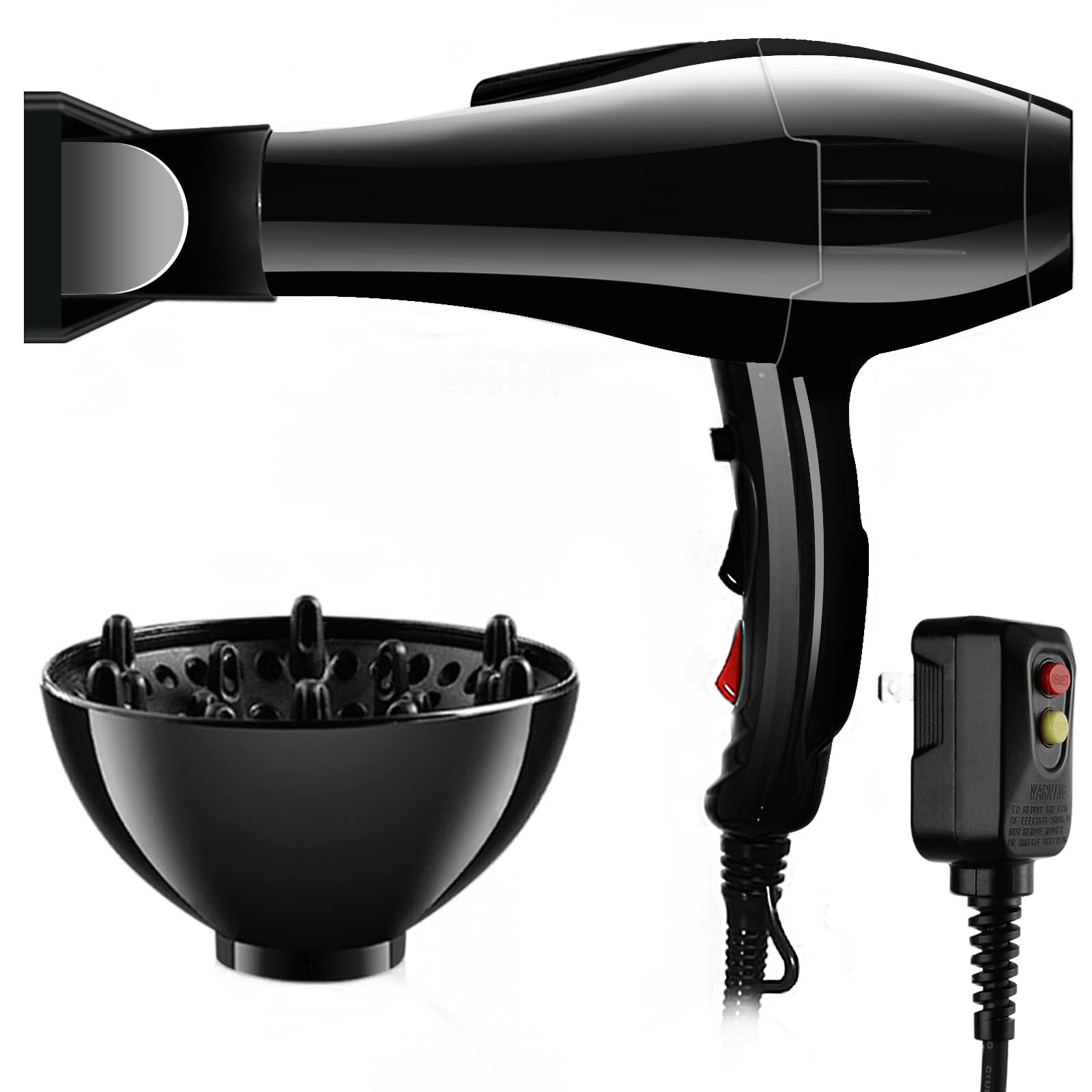 Photo 1 of Professional Hair Dryer Blow Dryer Negative Ions 3500W Powerful Fast Drying Low Noise Long Cord Quick Dryer with Nozzle and Diffuser Hair Blow Dryer with 2 Speed and 3 Heat Settings