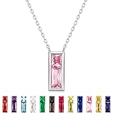 SUNFEEL Birthstone Necklace for Women, S925 Sterling Silver Necklaces with Square Cubic Zirconia Gemstone Necklace Women's Jewelry Anniversary Birthday Gifts for Women Mom Wife Her