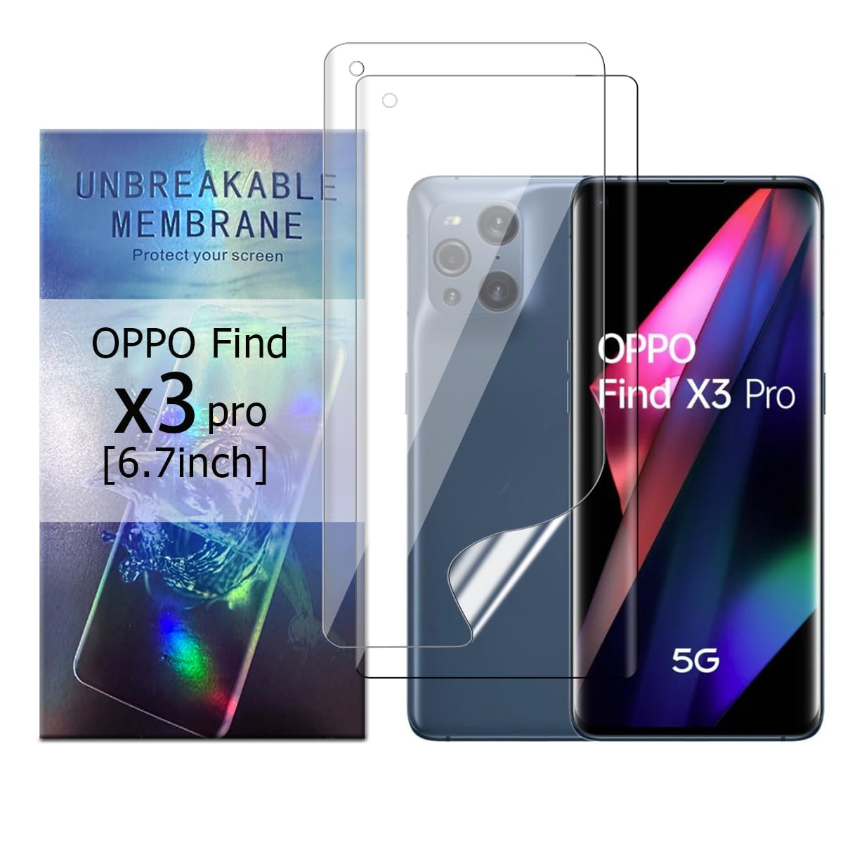 Glcrrpu 2 Pack Screen Protector for OPPO Find X3 Pro[6.7"] High Sensitive Hydrogel TPU Film HD Clear Flexible,Self-Healing[Not Tempered Glass]