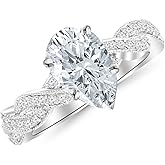 Houston Diamond District 1 to 6.5 Carat LAB GROWN Eternity Love Twisting Split Shank Pear Cut Diamond Engagement Ring With Milgrain (E-F Color VS1-VS2 Clarity)