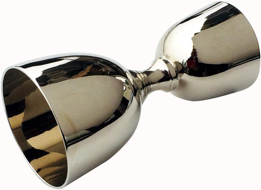 SkyKey Electro Plated Nickel Silver with Chrome Finish Peg Measure Cup, 30 ml/60 ml, Silver