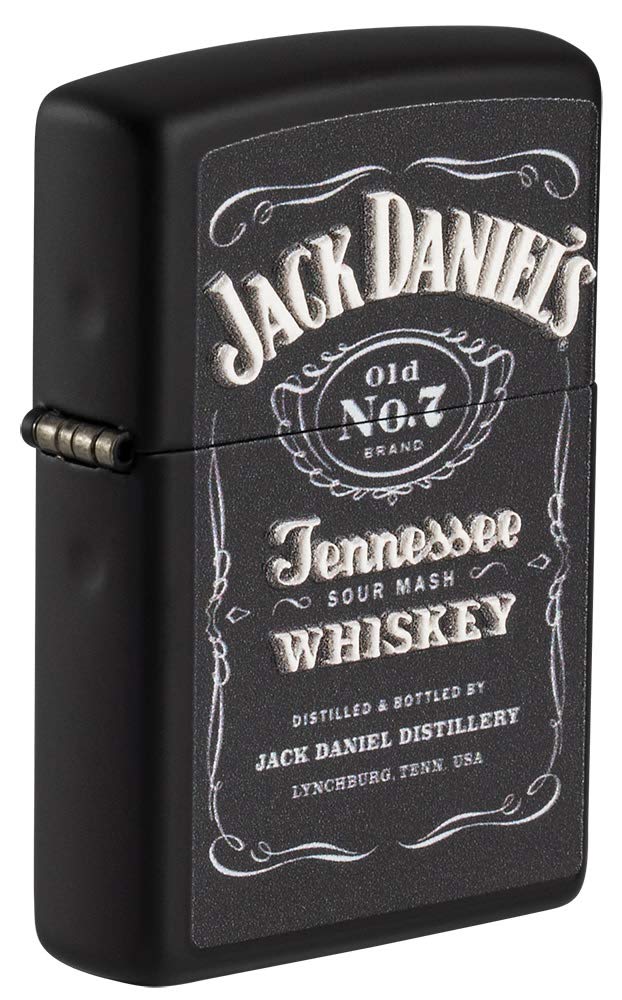 Zippo Windproof Lighter - Jack Daniels - Black Matte, Texture Print - Refillable, Lifetime Use - Adjustable Flame - Gift Box - Metal Construction - Made in USA