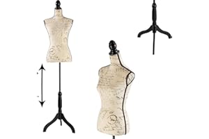 PETUPPY Female Sewing Mannequin, 52-64 Inch Adjustable Mannequin Dress Forms for Sewing, Mannequin Torso Jewelry Display Wood Tripod Stand Clothing Form