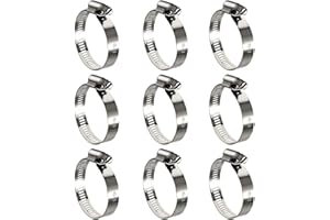 QIZPCER 10 Pack Stainless Steel Hose Clamps, 1-1/2 inch to 2-1/2 inch Worm Gear Metal Hose Clamps for Pipe, Dryer Repair, Tubing and Fuel Line