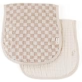 Itzy Ritzy Set of 2 Baby Burp Cloths – Ultra-Soft Absorbent Burping Cloths for Babies - Made of 100% Cotton Muslin & Generously Sized with Trendy Coordinating Prints – Machine Washable (Checkerboard)