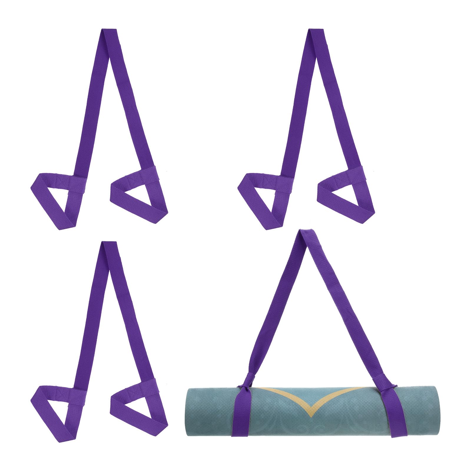 PATIKIL Yoga Mat Strap, 4 Pack Adjustable Yoga Mat Carrier Straps Sling Cotton Anti Slip Mat Holder Stretching Band for Exercise, Dark Purple