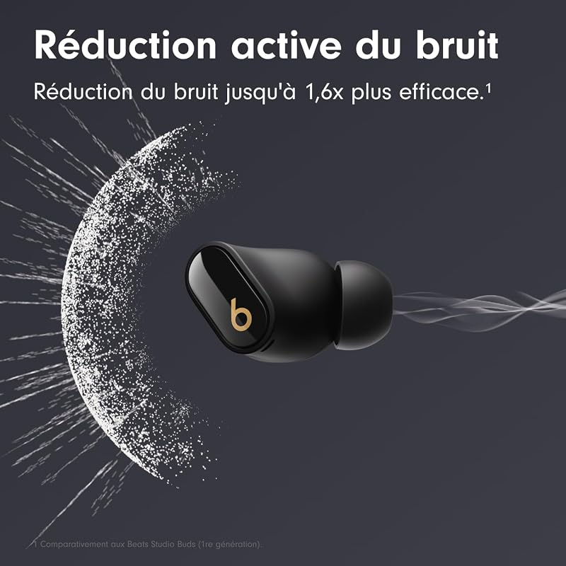 Studio Buds + | Écouteurs Totalement sans Fil avec réduction du Bruit, Compatibilité améliorée avec Apple et Android, Micro intégré, Écouteurs Bluetooth Audio Spatial – Noir/Or