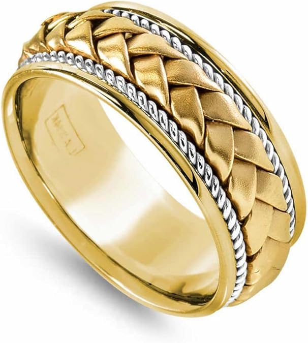 Two Tone Platinum and 18K Yellow Gold Braided Basket Weave
