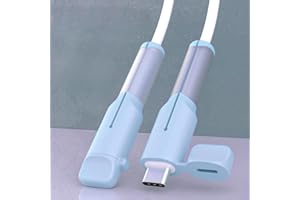 A Set of 2 Pieces Silicone Cable Protector Dustproof Cover Type C Charger Cable Protective Cap Cord Saver for iPhone 15,Misty