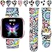 Wepro Floral Bands Compatible with Fitbit Versa/Versa 2/Versa Lite SE SmartWatch for Women Men, Silicone Fadeless Pattern Replacement Band Strap Accessories Wristbands, Small, Colorful Jellyfish