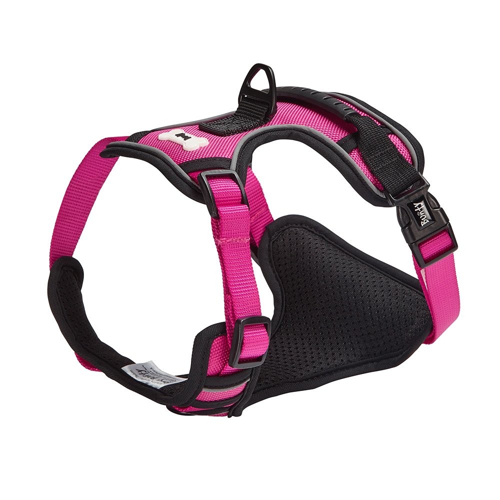 Bunty Adjustable Dog Harness, Adventure - Anti Pull Dog Harness with Reflective Piping and Rubber Handle, Heavy Duty Harness, Machine Washable Polyester Fabric (Pink, XL)