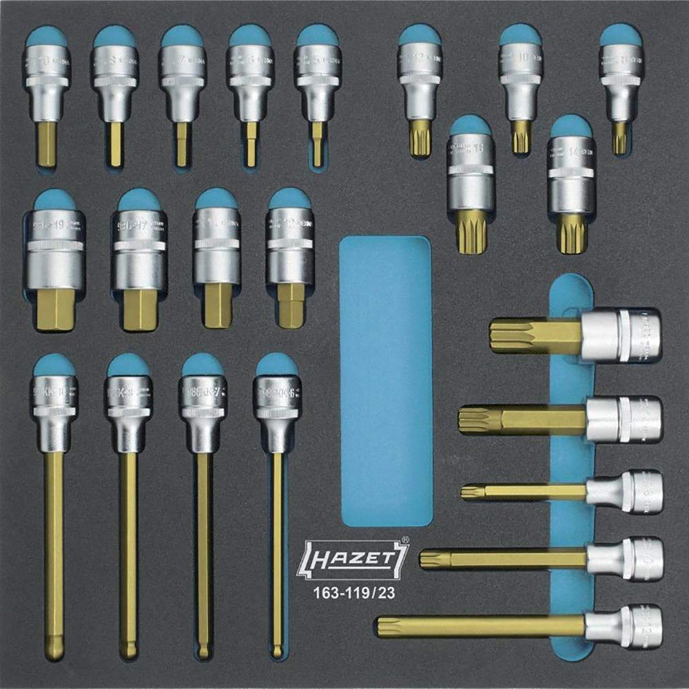 HAZET 163-119/23 Internal Serration Profile XZN Screwdriver Socket Set - CVD-Tin Coated