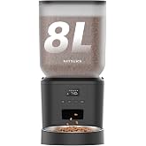 Automatic Dog Feeder - 8L/34 Cups Large Capacity Automatic Cat Food Dispenser with LCD Screen, Large Food Tray, Battery Operated, Timed Cat Feeder, Up to 50 Portions 6 Meals Per Day, Keeps Fresh