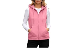 Womens Oversized Zip Up Sweatshirts Sleeveless Hoodie Lightweight Jackets Vest Plus Size Fall Lightweight Coat